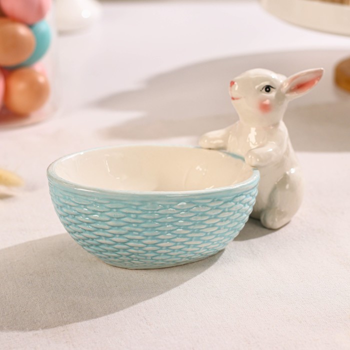 Конфетница Доляна «Зайка», 21,5×12,5×11,5 см, цвет розовый