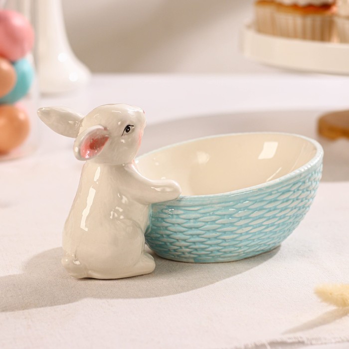 Конфетница Доляна «Зайка», 21,5×12,5×11,5 см, цвет розовый