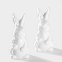 Набор для специй Доляна «Зайка», солонка 50 мл, перечница 50 мл, доломит, белый