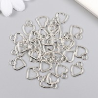 Металлический элемент, декоративная подвеска «Арт Узор. Сердечко», серебро, 1.1×1.4 см