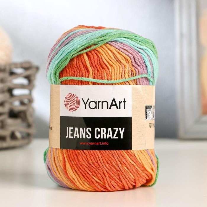 Пряжа "Jeans crazy" 55% хлопок, 45% акрил 160м/50гр (8202  принт)
