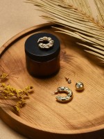 Набор серьги и каффы 4 шт. «Мятые» переплетение, цвет золото