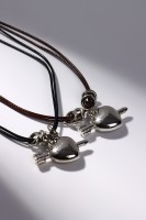 Кулоны парные на шнурке «Сердца со стрелой», 45 см, цвет чёрный/коричневый