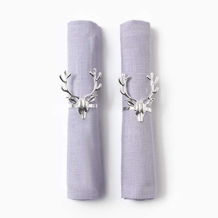 Набор сервировочных салфеток с декоративными кольцами Этель Fawn 46х46 см - 2 шт, 100% лён