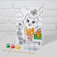 Картина по номерам для детей «Котёнок с бабочкой», 21 х 15 см