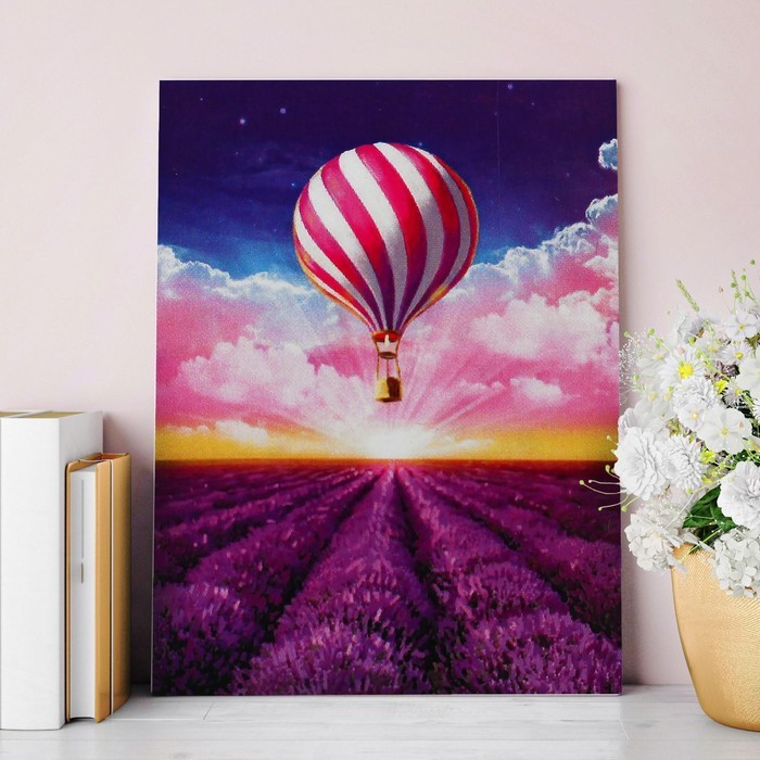 Алмазная мозаика с частичным заполнением «Лавандовые поля» 30х40 см, холст, ёмкость