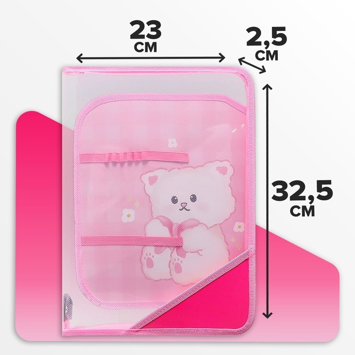 Папка для труда А4, 325 х 230 х 25 мм, молния вокруг, откидная планка, пластиковая, ПТР-1, Calligrata "Корея персы"