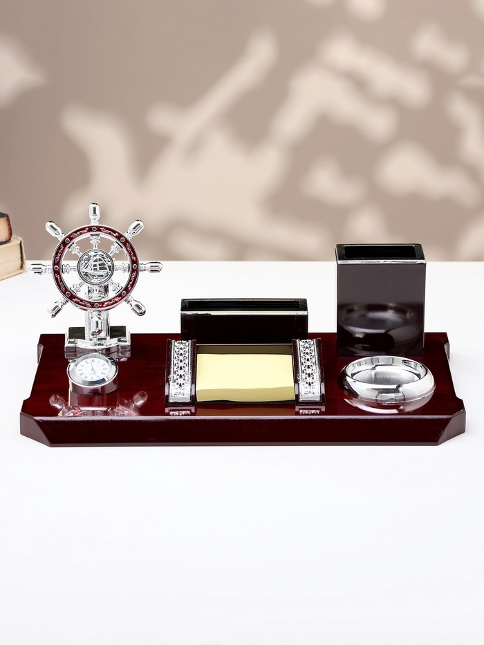 Набор настольный 6 в1 с визитницей, красное дерево