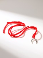 Браслет-оберег «Красная нить» на счастье, подкова, цвет серебро,47 см