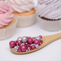 Новогодняя посыпка кондитерская с мягким центром «Блеск»: серебро, фуксия, 50 г