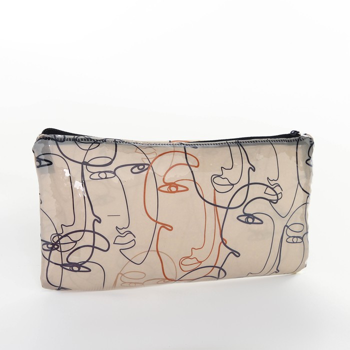 Косметичка-пенал на молнии, ПВХ, цвет прозрачный/серый