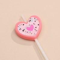 Набор свечей для торта, 5 шт "Сердца", розовый