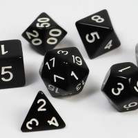 Дайсы для ДнД, чёрные, 7 шт.