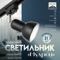 Светильник трековый Simple "Мудрец" Е27 40Вт черный 9х9х19,5см