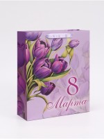 Пакет подарочный ламинированный вертикальный «Букет», M 25.5×30×9 см