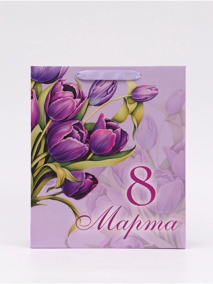 Пакет подарочный ламинированный вертикальный «Букет», M 25.5×30×9 см