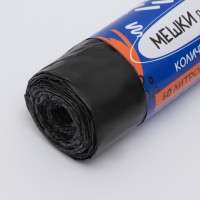 Мешки для мусора в рулоне UpakLand с завязками 60 л 25 мкм черные 10 шт.