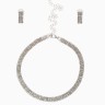 Набор 2 предмета: серьги, чокер «Лёд» три ряда, цвет белый в серебре, 30 см
