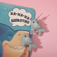 Серьги из полимерной глины «Акула», цвет серый