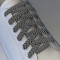 Шнурки для обуви, пара, плоские, со светоотражающим узором, 8 мм, 120 см, чёрные