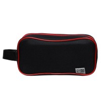 Пенал школьный Calligrata Black «Чёрно-красный», мягкий, 2 отделения, 100×220×70 мм, объёмный, с ручкой