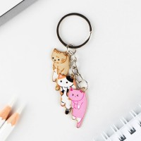 Брелок для ключей «Милые кошки», 2.5×9 см