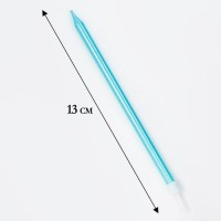 Свечи в торт «Ройс», 6 шт., высокие, 13 см, небесно-голубой металлик