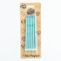 Свечи в торт «Ройс», 6 шт., высокие, 13 см, небесно-голубой металлик
