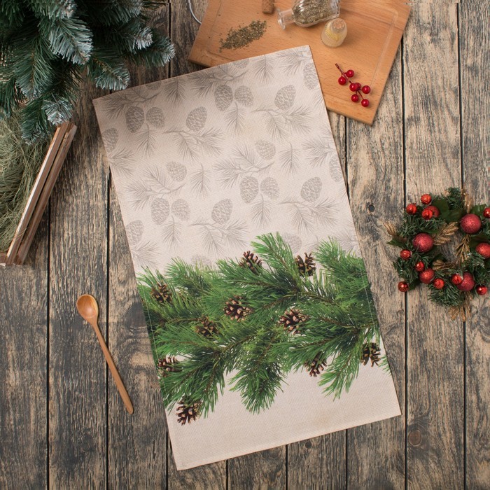 Полотенце «Этель» Еловые ветви 40×67 см, 100% хл, саржа 190 г/м²