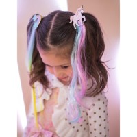 Прядь для волос на заколке «Единорог» 40 см
