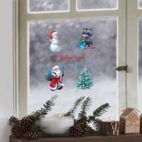 Наклейки новогодние на окна, виниловые «Новогодняя компания», многоразовые, 20 х 34,5 см