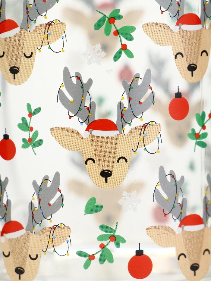 Кружка новогодняя стеклянная «Милые олени», 300 мл