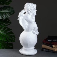 Фигура гипс «Ангел на шаре», большой белый, 26×27×64 см