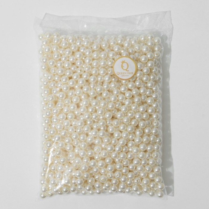 Бусины №10 «Жемчуг», набор 500 г +/-20 г, цвет бежевый