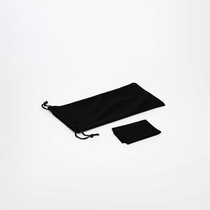 Футляр для очков на затяжке, салфетка, цвет чёрный