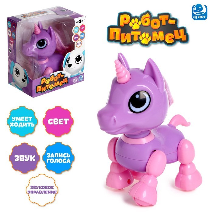 Робот-питомец «Единорожка», световые и звуковые эффекты, работает от батареек, цвет розовый
