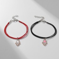 Браслеты парные «Неразлучники» рука хамса, цвет чёрно-красный, L=17 см