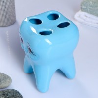 Стакан под зубную щётку «Зуб», фарфор, голубой