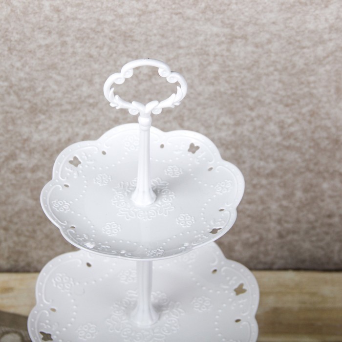 Блюдо 3-х ярусное «Вивьен», 21,5/18/15 см, цвет белый