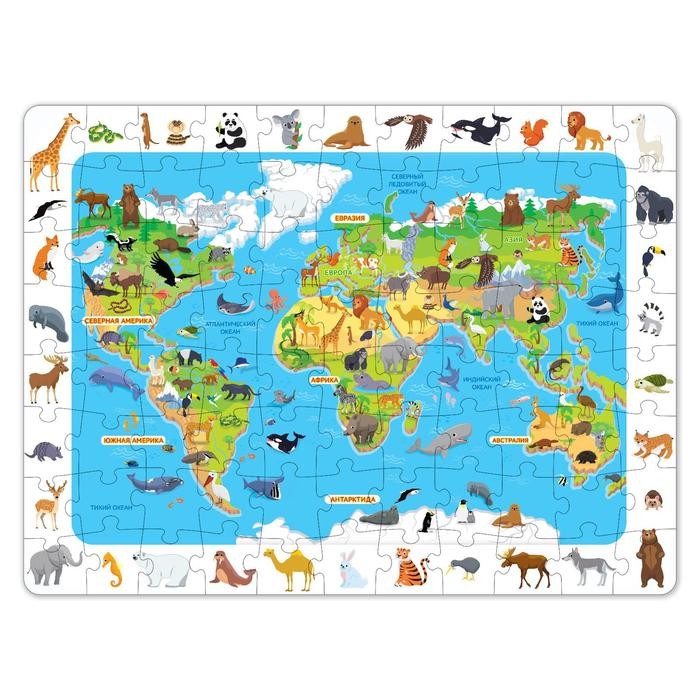 Пазлы «Найди и покажи: Животные нашей планеты», с лупой, 88 деталей