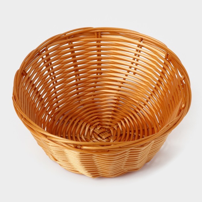 Корзинка для фруктов и хлеба Доляна «Плетёнка», 17×7 см, пластик, плетёная, коричневая