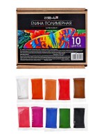 Набор глина полимерная запекаемая, 10 цветов по 20 г, с аксессуарами, в гофрокоробе