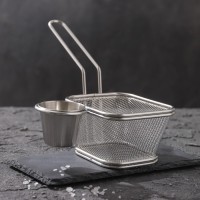 Корзинка для подачи снеков Доляна «Лонгфилд», 10×8×7,5 см, с соусником