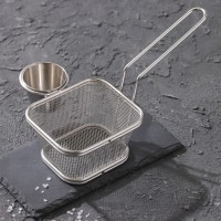 Корзинка для подачи снеков Доляна «Лонгфилд», 10×8×7,5 см, с соусником