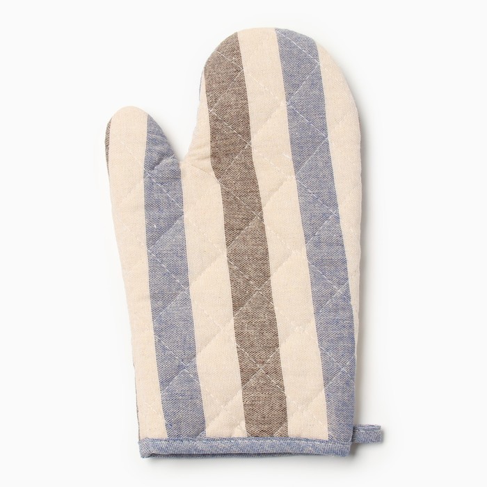 Варежка-прихватка Доляна Полоса цв.сер/син 28х17см,50% п/э 50% хл Варежка-прихватка Доляна Полоса цв.сер/син 28х17см,50% п/э 50% хл