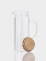 Кувшин Magistro «Богема. Дольки», 1 л, 15×9.3×22.5 см, с бамбуковой крышкой, стекло, прозрачный