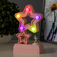 Ночник "Звезды" 5хLED 4000К 2хАА розовый 20х12х5,5см RISALUX