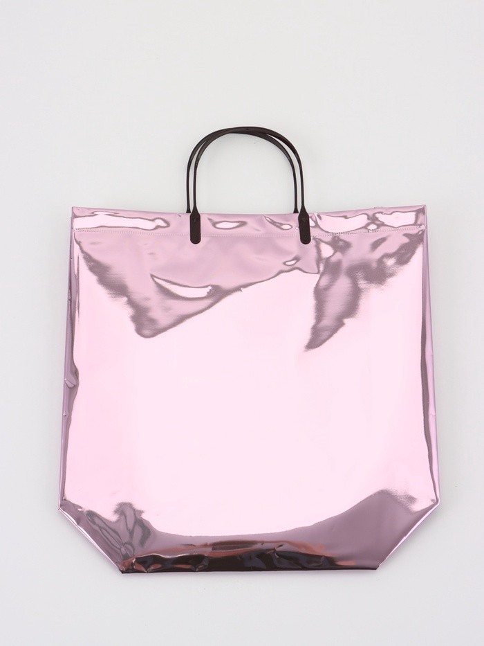 Пакет подарочный ПВХ, голография, розовый, пластиковая ручка, 32×28×11 см