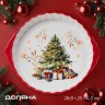 Форма для запекания новогодняя Доляна «Волшебное дерево», доломит, 1.3 л, 28.8×25×4.3 см, белая, красная