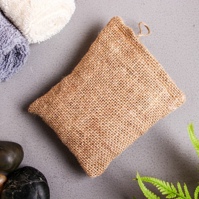 Мочалка джутовая с мылом "Морской микc" 110 г